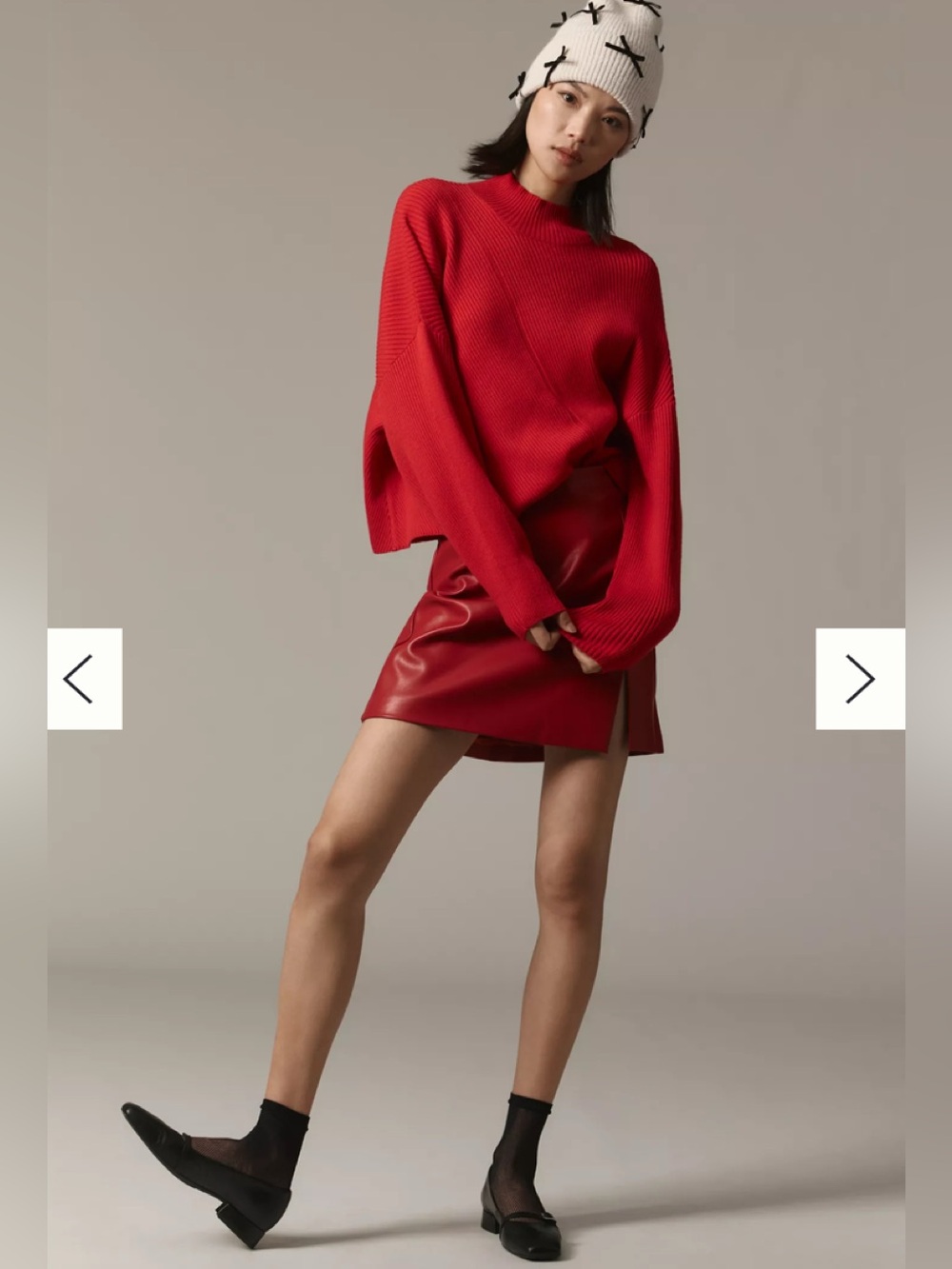 NWT Maeve Red Ribbed Mock Neck Women's Sweater $98 Anthropologie